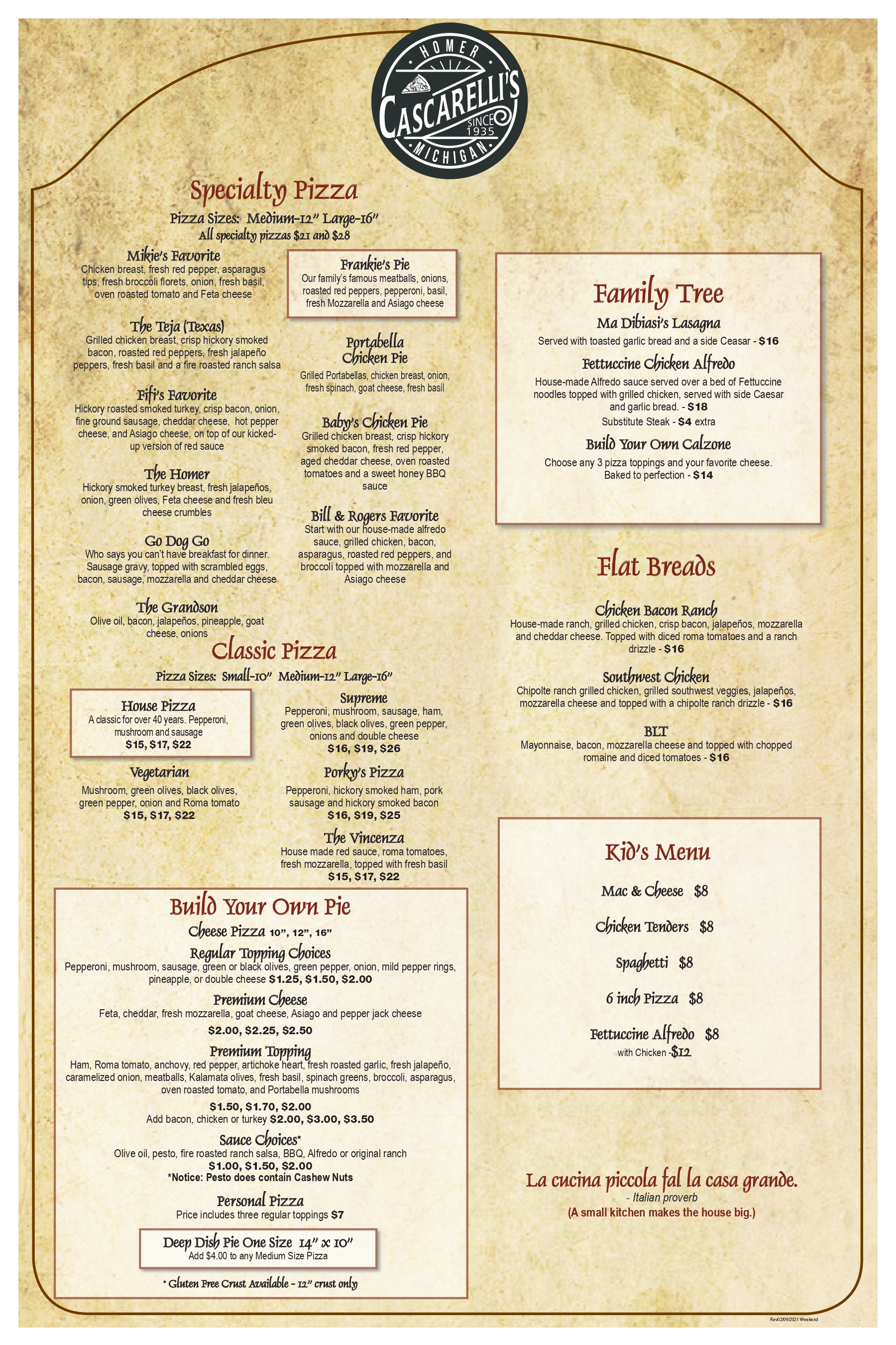 Weekend Menu Cascarelli S Pizza